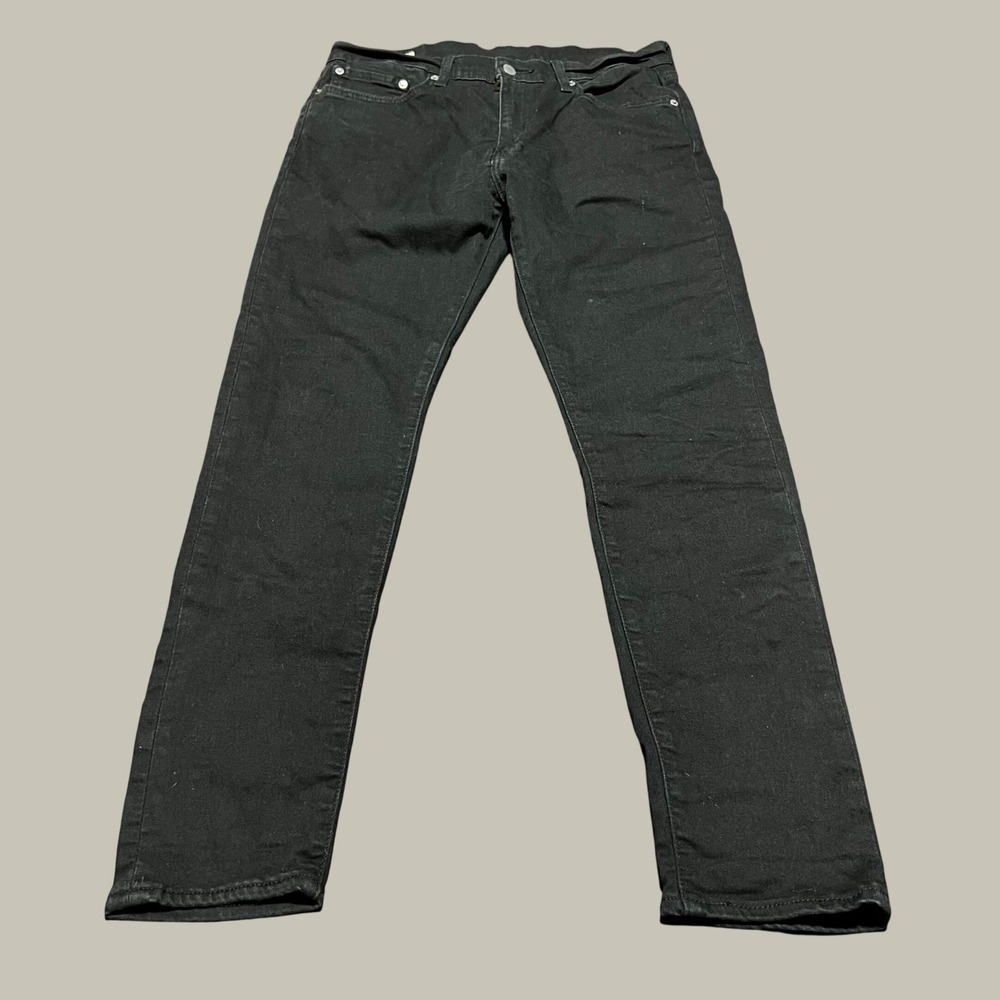 Levis Premium 512 Slim Taper Mens Big "E" Black Denim Jeans 33x30‎ 28833-0013